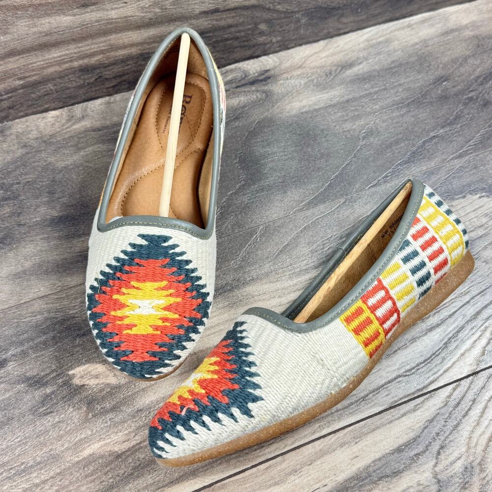 NIB Born 7.5M Giselle Woven Slipper Flats Loafers Southwestern White Multicolor - Picture 3 of 12